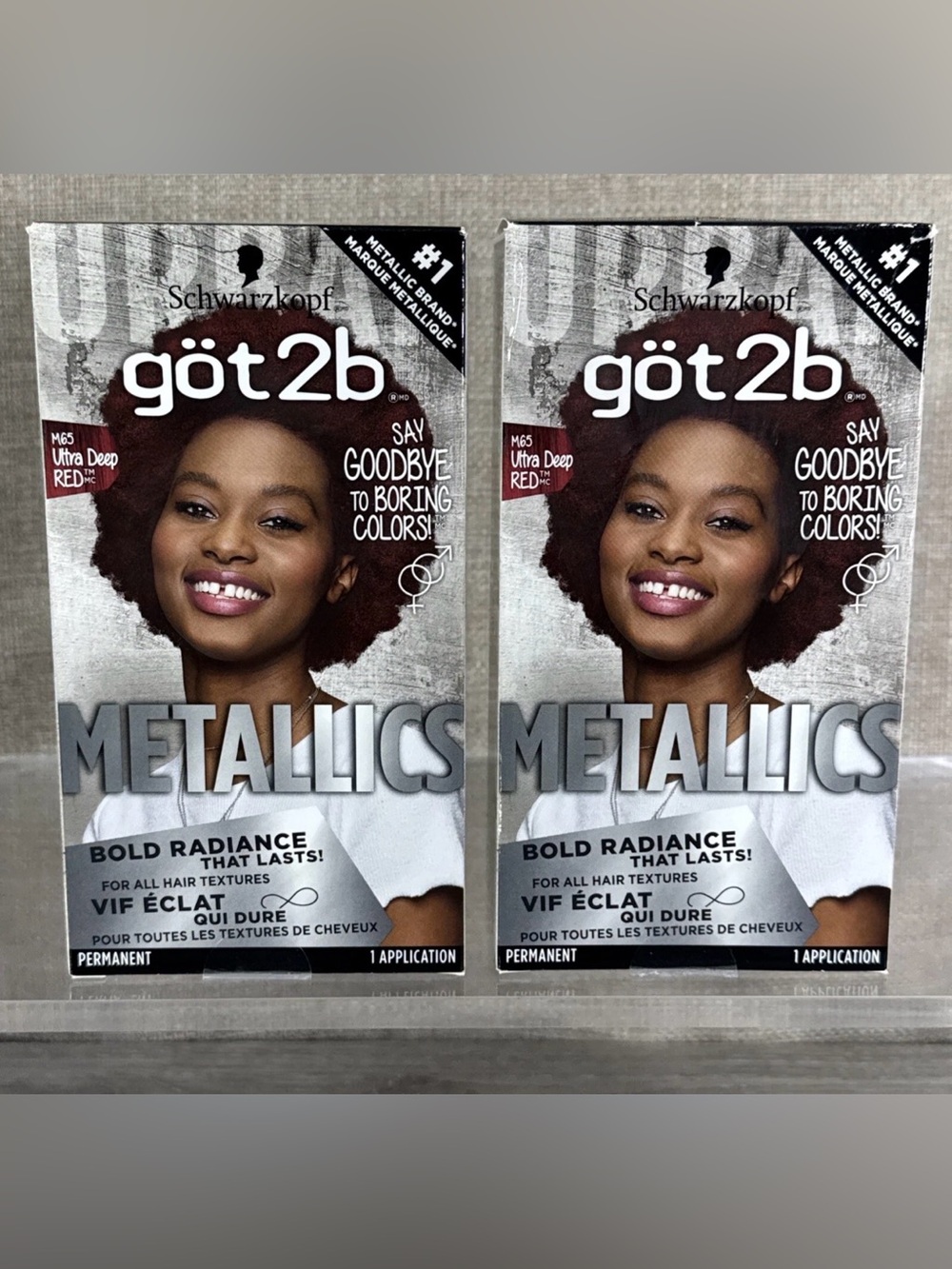 Schwarzkopf got2b Metallics M65 Ultra Deep Red Permanent Hair Color Lot of 2